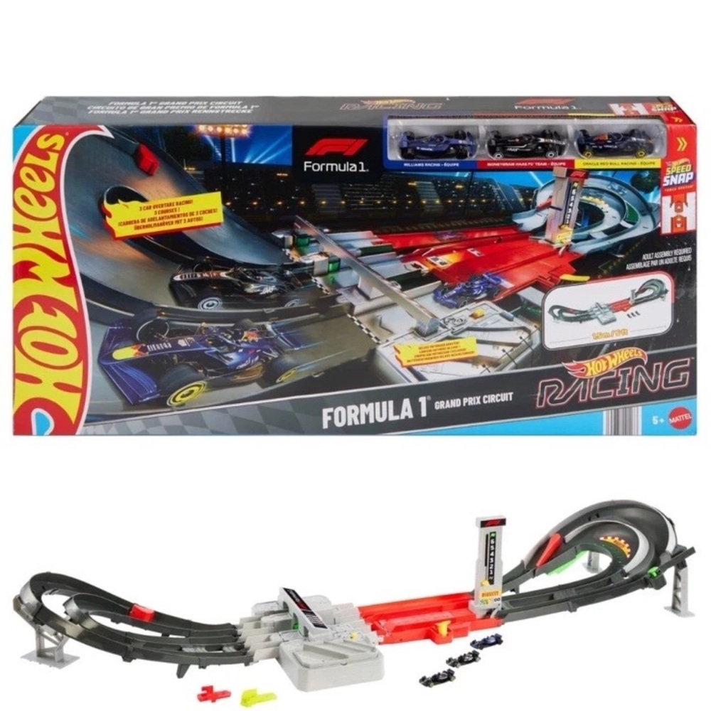 Hot Wheels Formula 1 Racing Grand Prix Circuit - Red/Black F1 with Cars